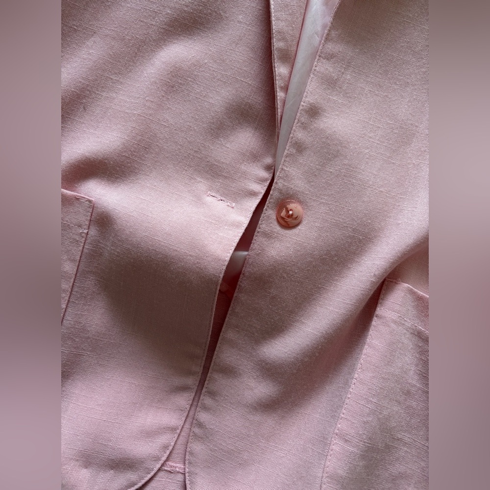 Charming Y2K Pink Women's Linen Blazer - Picture 3 of 5